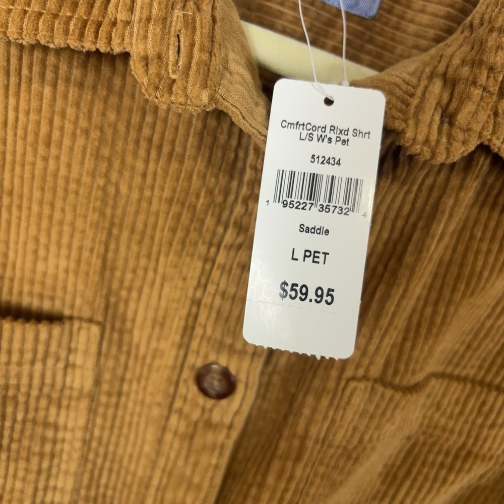 LL Bean Comfort Corduroy Shirt Womens Sz LP Saddle Brown Relaxed Fit Pockets NWT - Picture 4 of 8